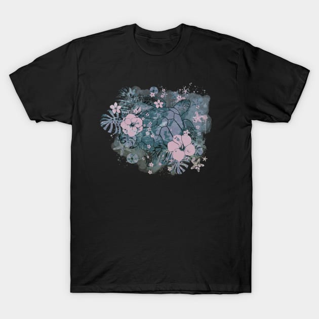 Sea Turtle Floral 5 T-Shirt by Collagedream